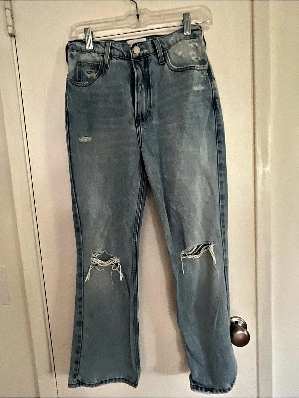 Frame Le High N Tight Coco Mini Boot Straight Leg Jeans in Blue Waist 25